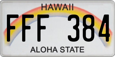 HI license plate FFF384