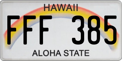 HI license plate FFF385