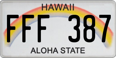 HI license plate FFF387