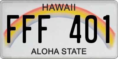 HI license plate FFF401
