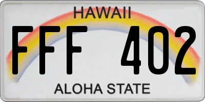 HI license plate FFF402