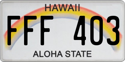 HI license plate FFF403