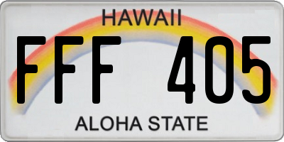 HI license plate FFF405