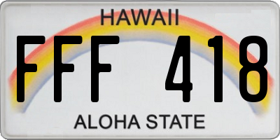 HI license plate FFF418