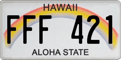 HI license plate FFF421