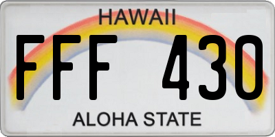 HI license plate FFF430