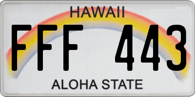 HI license plate FFF443