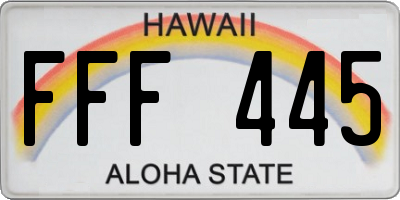 HI license plate FFF445