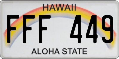 HI license plate FFF449