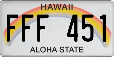 HI license plate FFF451