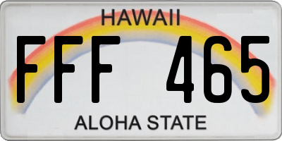 HI license plate FFF465