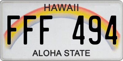 HI license plate FFF494