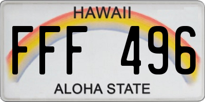HI license plate FFF496