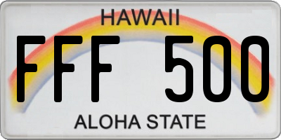 HI license plate FFF500