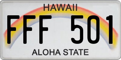 HI license plate FFF501