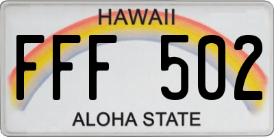 HI license plate FFF502