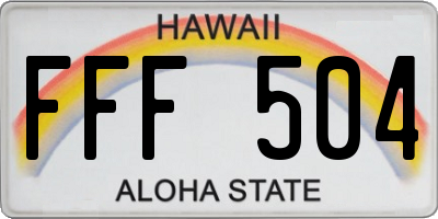 HI license plate FFF504