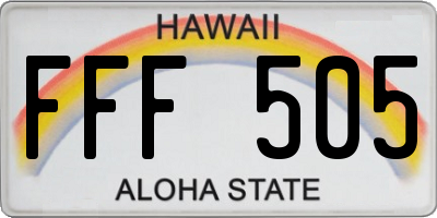 HI license plate FFF505
