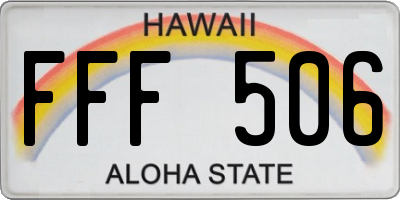 HI license plate FFF506