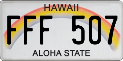 HI license plate FFF507