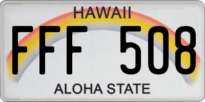HI license plate FFF508