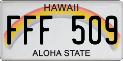 HI license plate FFF509