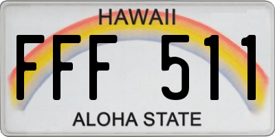 HI license plate FFF511
