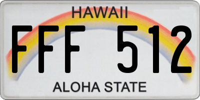 HI license plate FFF512