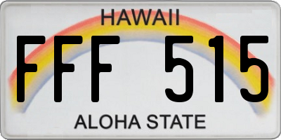 HI license plate FFF515