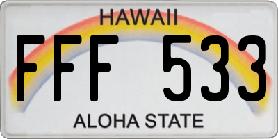 HI license plate FFF533
