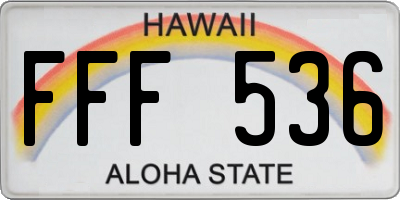 HI license plate FFF536