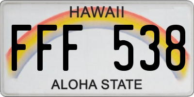 HI license plate FFF538