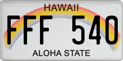 HI license plate FFF540