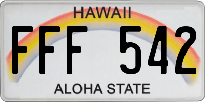 HI license plate FFF542