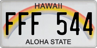 HI license plate FFF544