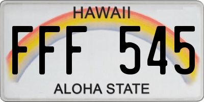 HI license plate FFF545