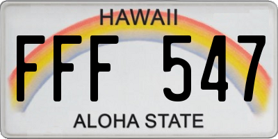 HI license plate FFF547