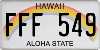 HI license plate FFF549