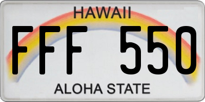 HI license plate FFF550
