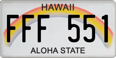 HI license plate FFF551