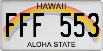 HI license plate FFF553