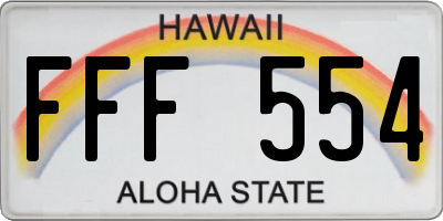 HI license plate FFF554
