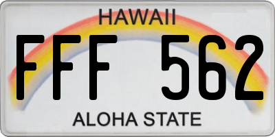 HI license plate FFF562