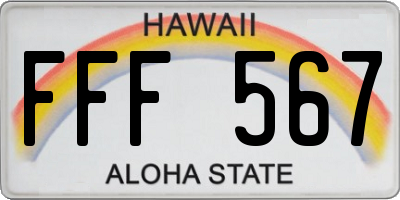 HI license plate FFF567