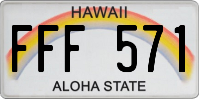 HI license plate FFF571