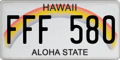 HI license plate FFF580
