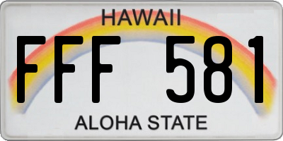 HI license plate FFF581