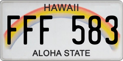 HI license plate FFF583