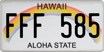 HI license plate FFF585