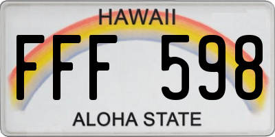 HI license plate FFF598